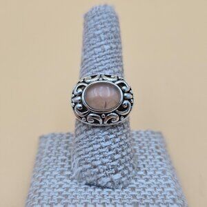 Size 8.75 Sterling Silver Quartz Stone Fancy Design Band Ring A5158